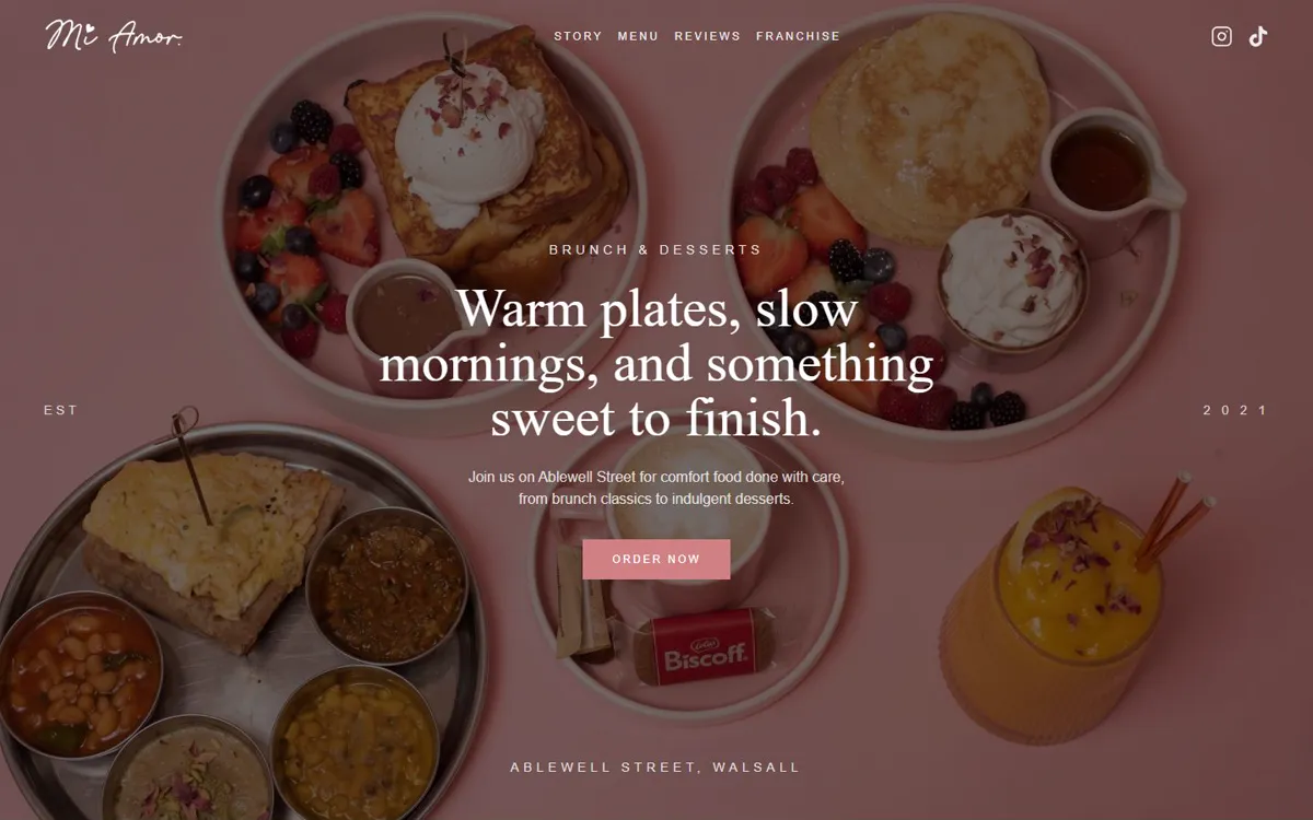 Mi Amor's website: Brunch and dessert café: warm plates, slow mornings, something sweet to finish.